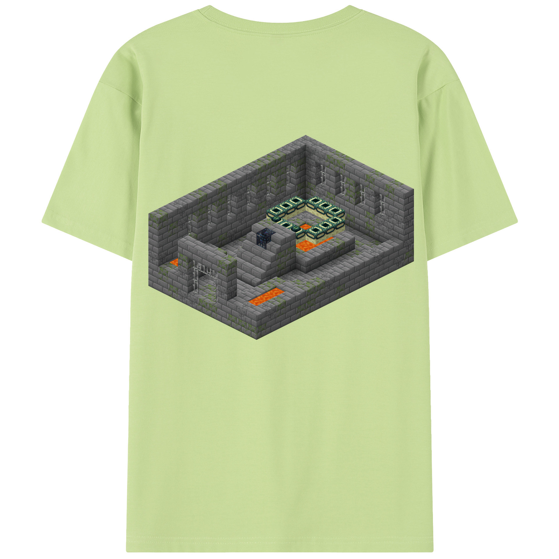 （画像用） マインクラフト ブロックの世界 Minecraft MC Block world 綿100％半袖Tシャツ（背面プリント）